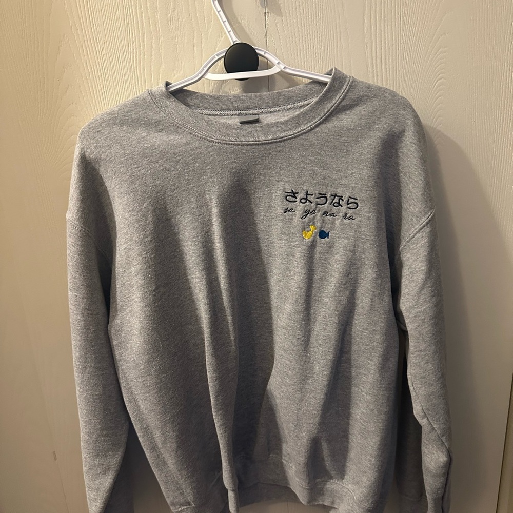 Banana Fish Anime Gray Men's Crewneck Sweater with Custom Embroidery